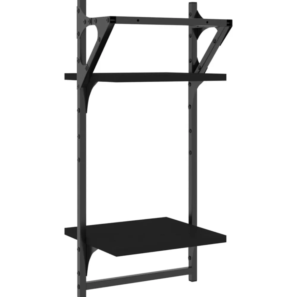 vidaXL Estanterías-Estantes de pared 2 niveles con barras 2 uds 30x25x65 cm