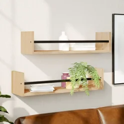 vidaXL Estantes de pared con barras 2 uds 60x16x14 cm Roble Sonoma Outlet