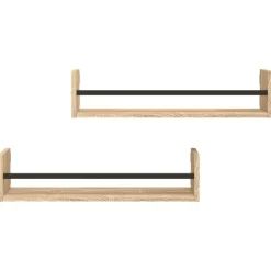 vidaXL Estantes de pared con barras 2 uds 60x16x14 cm Roble Sonoma Outlet