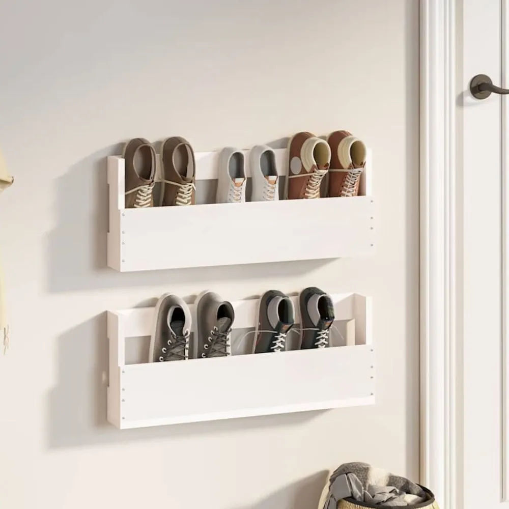 vidaXL Productos Del Hogar-Estantes de zapatos de pared 2 uds madera pino 59x9x23cm