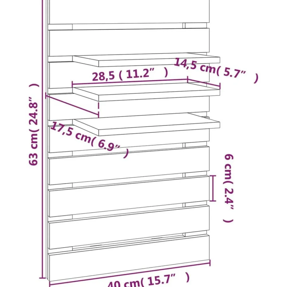 vidaXL Estanterías-Estantes mesitas de pared 2 uds madera maciza de pino