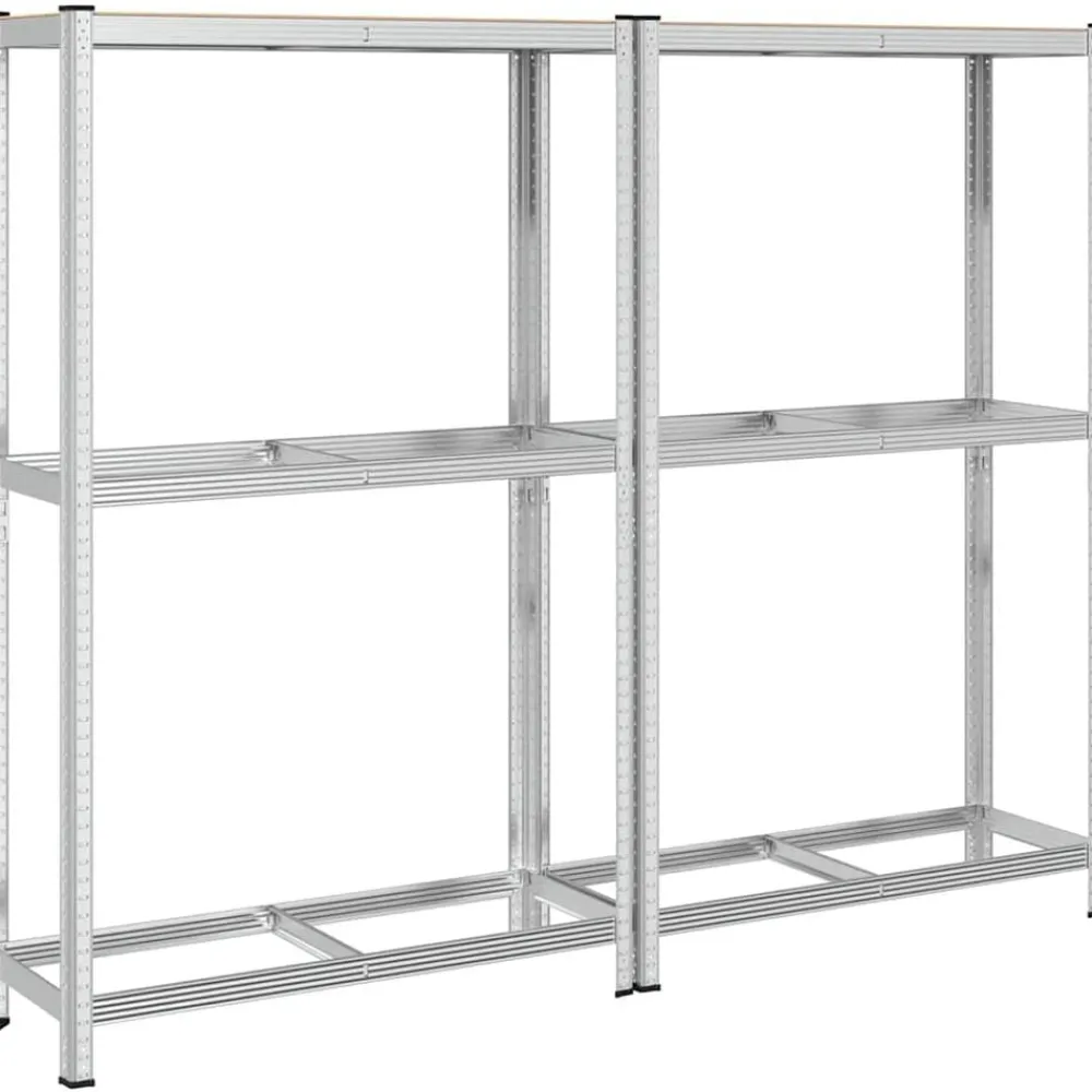 vidaXL Almacenamiento Industrial-Estantes para neumáticos de 2 capas 2 uds acero plateados