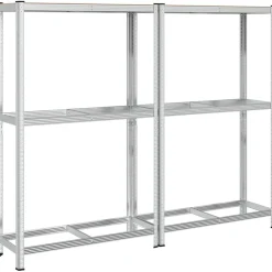 vidaXL Almacenamiento Industrial-Estantes para neumáticos de 2 capas 2 uds acero plateados