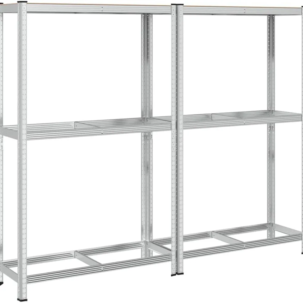 vidaXL Almacenamiento Industrial-Estantes para neumáticos de 2 capas 2 uds acero plateados
