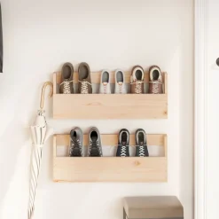 vidaXL Estantes para zapatos de pared 2 uds madera de pino 59x9x23 cm Natural Discount