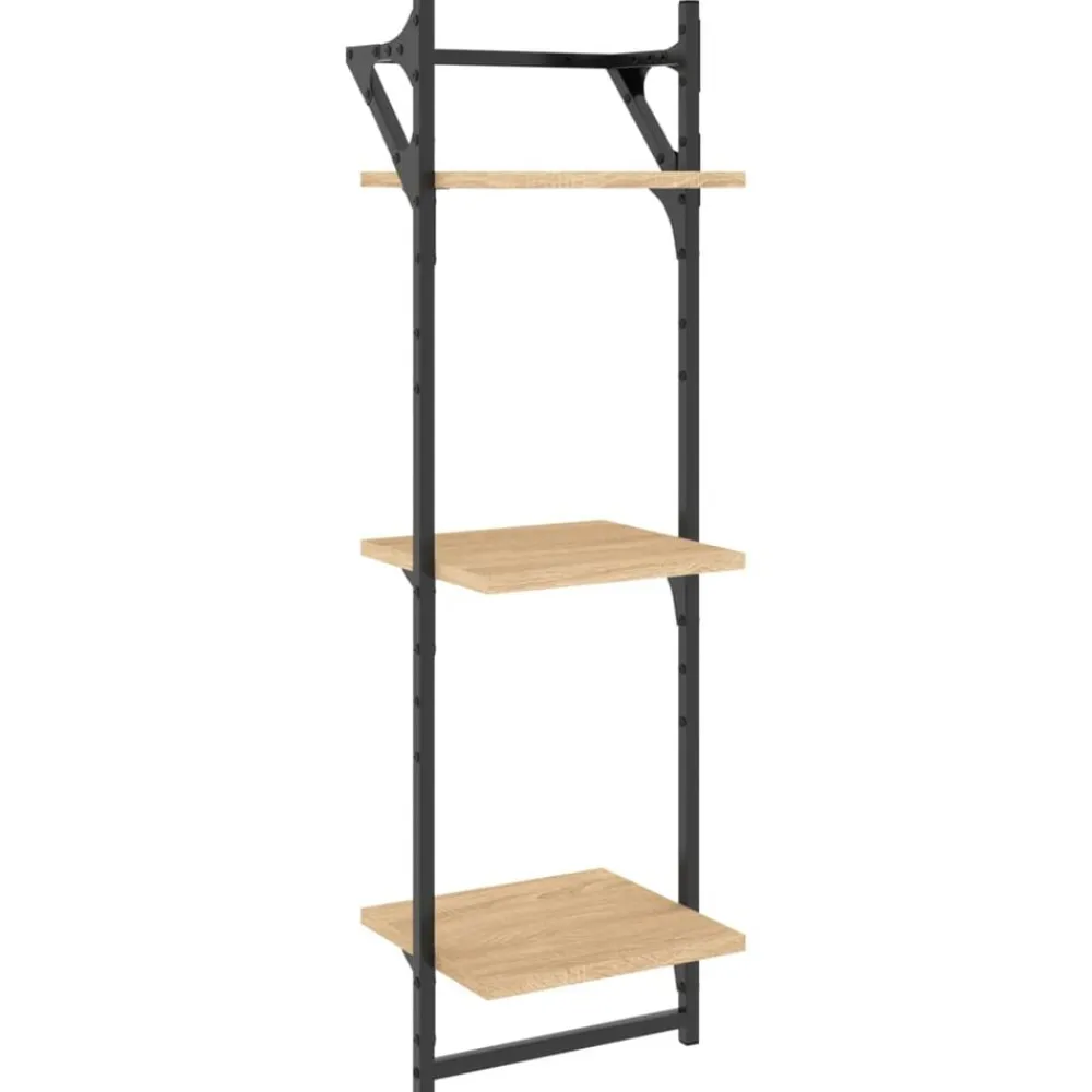 vidaXL Estantes pared 3 niveles barras 2 uds 30x25x100 cm Roble Sonoma