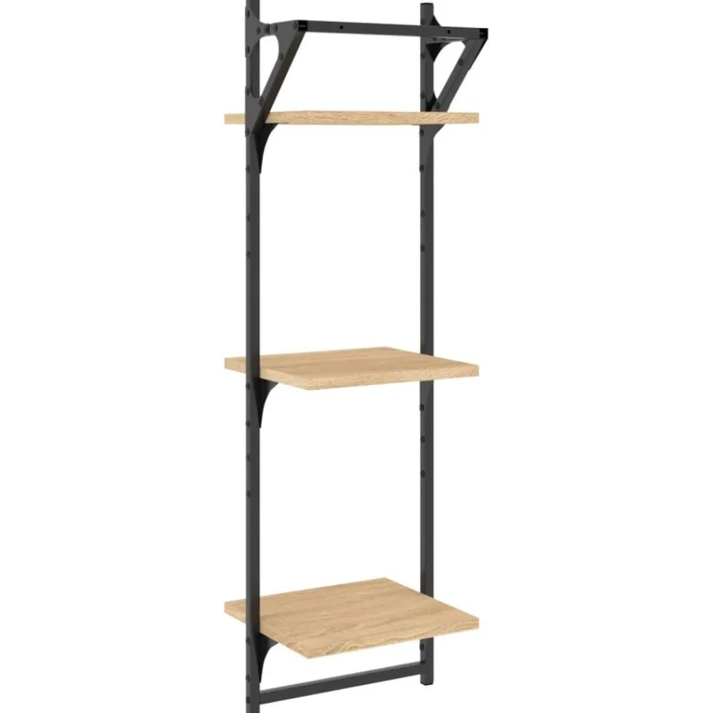vidaXL Estantes pared 3 niveles barras 2 uds 30x25x100 cm Roble Sonoma
