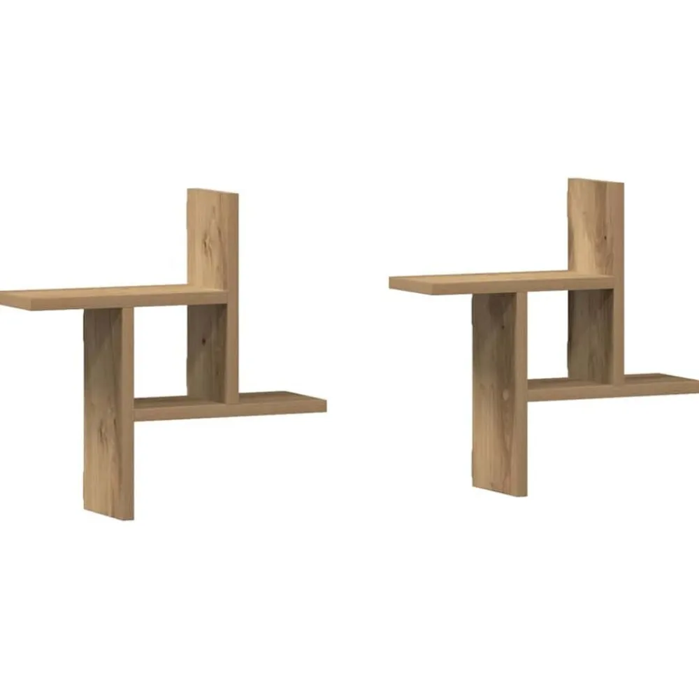 vidaXL Estantes pared 2 uds madera ingeniería artisian 38x12x38 cm Roble Clearance