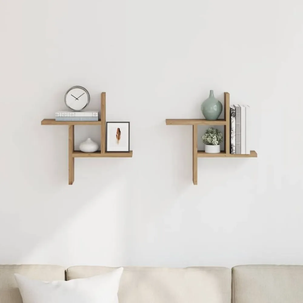 vidaXL Estantes pared 2 uds madera ingeniería artisian 38x12x38 cm Roble Clearance