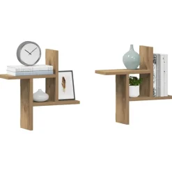 vidaXL Estantes pared 2 uds madera ingeniería artisian 38x12x38 cm Roble Clearance