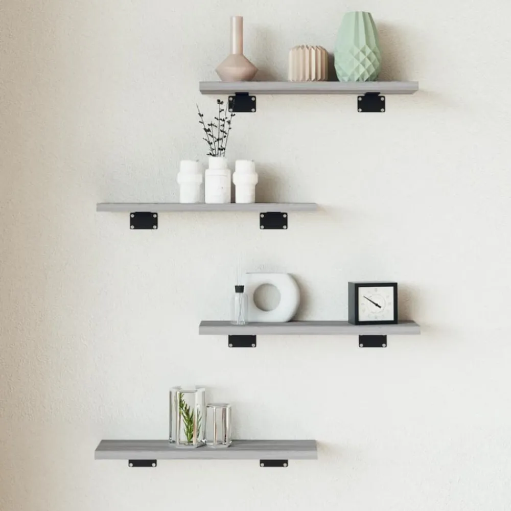 vidaXL Estantes pared 2 uds madera ingeniería 40x10x1,5 cm Gris sonoma Clearance