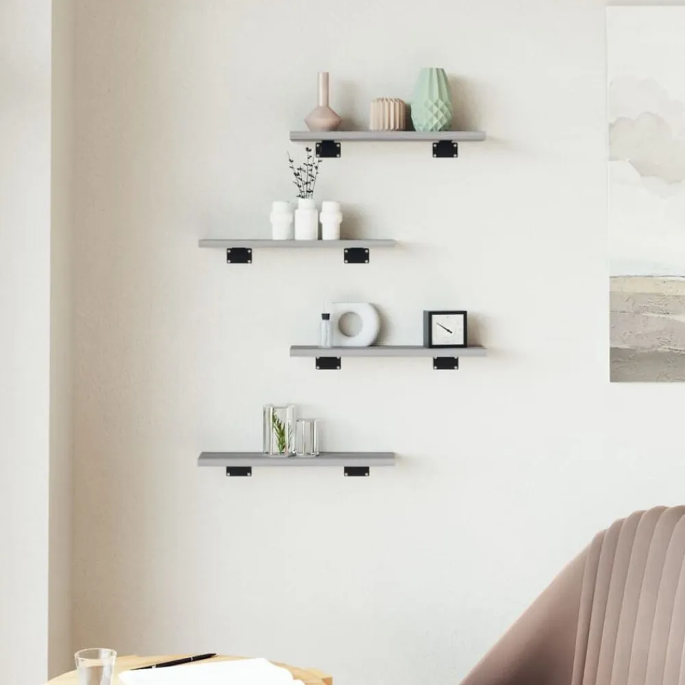 vidaXL Estantes pared 2 uds madera ingeniería 40x10x1,5 cm Gris sonoma Clearance