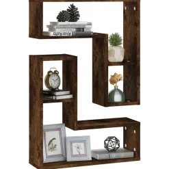 vidaXL Estanterías-Estantes pared 2 uds madera contrachapada roble humo 50x15x50cm