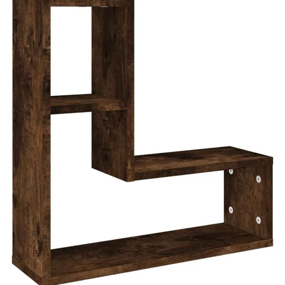 vidaXL Estanterías-Estantes pared 2 uds madera contrachapada roble humo 50x15x50cm