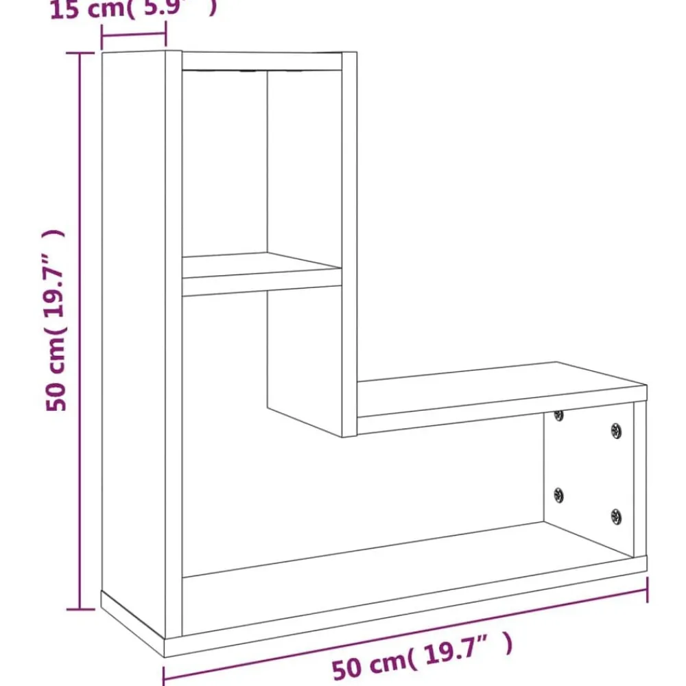 vidaXL Estanterías-Estantes pared 2 uds madera contrachapada roble humo 50x15x50cm