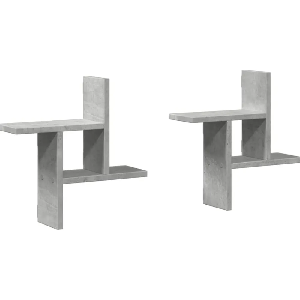vidaXL Estanterías-Estantes pared 2 uds madera ingeniería gris hormigón 38x12x38cm