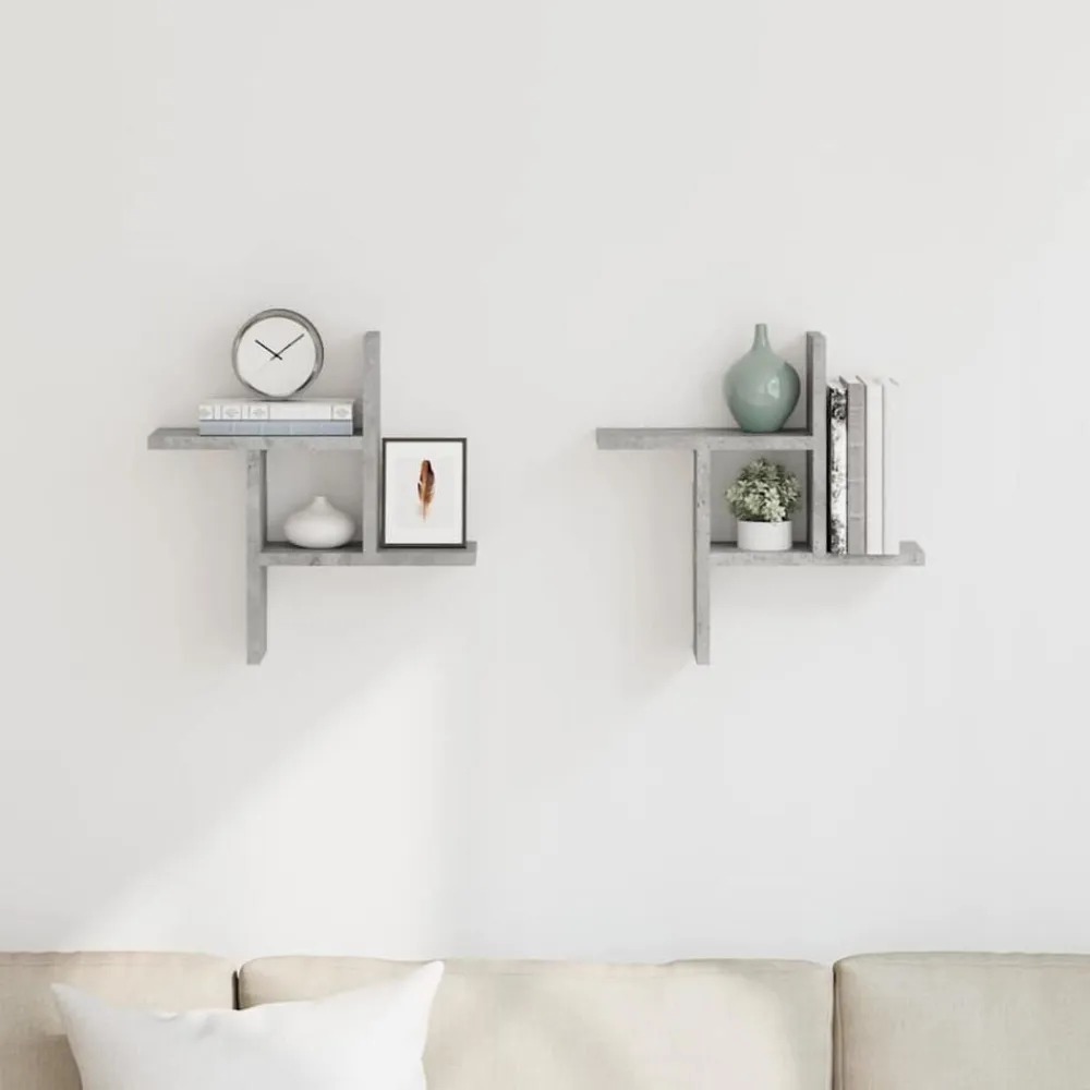 vidaXL Estanterías-Estantes pared 2 uds madera ingeniería gris hormigón 38x12x38cm