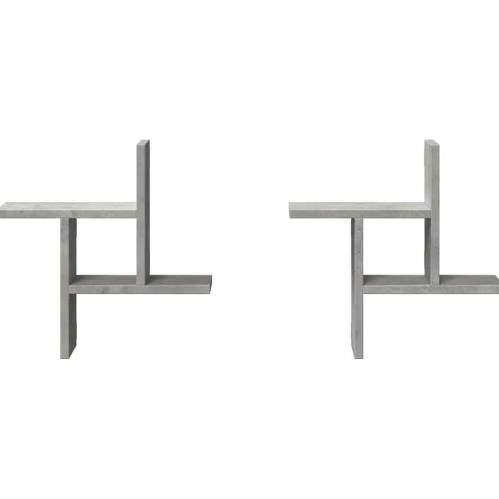 vidaXL Estanterías-Estantes pared 2 uds madera ingeniería gris hormigón 38x12x38cm