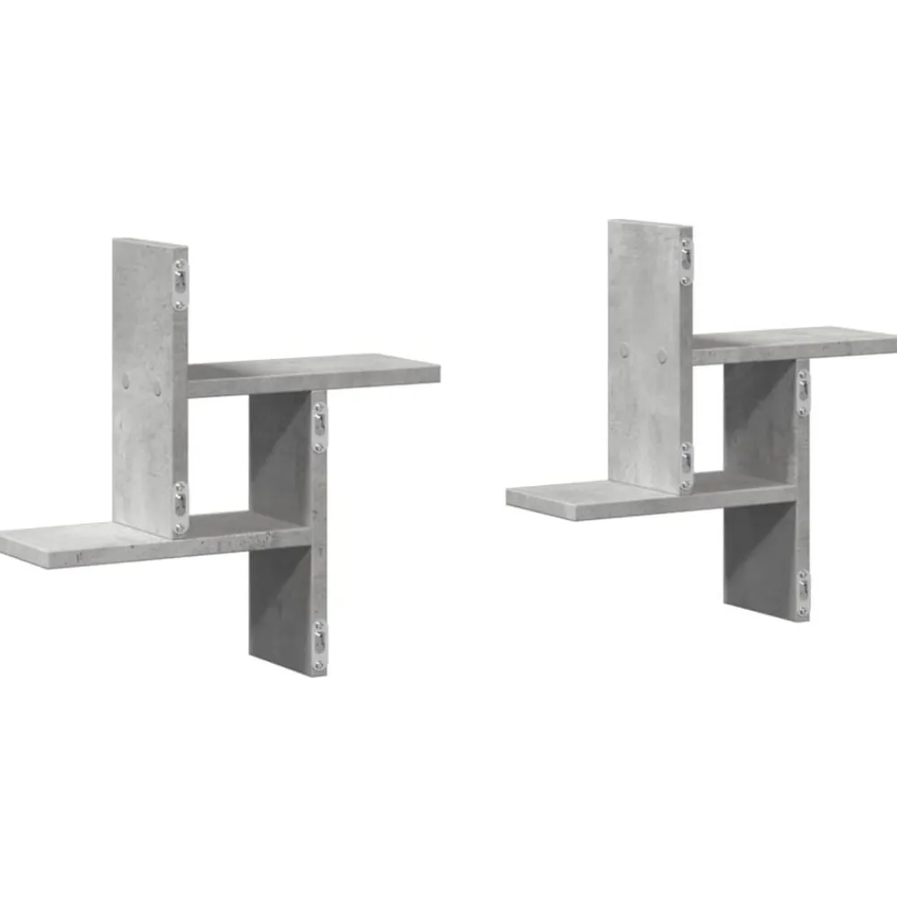 vidaXL Estanterías-Estantes pared 2 uds madera ingeniería gris hormigón 38x12x38cm