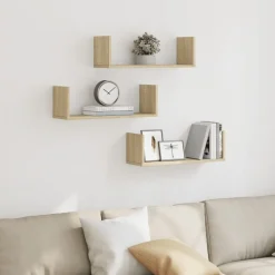 vidaXL Estanterías-Estantes pared 2 uds madera ingeniería 58x18x18 cm