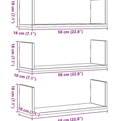 vidaXL Estanterías-Estantes pared 2 uds madera ingeniería 58x18x18 cm