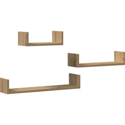 vidaXL Estantes pared 3 unidades madera ingeniería Roble artisan Outlet