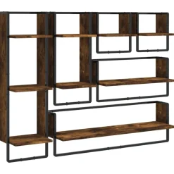 vidaXL Estanterías-Estantes pared barras 6 pzas madera de ingeniería