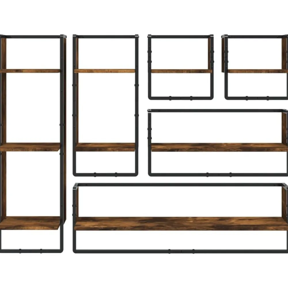 vidaXL Estanterías-Estantes pared barras 6 pzas madera de ingeniería