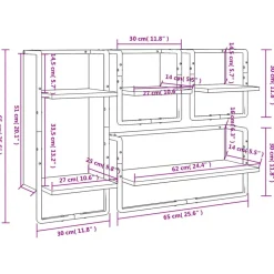 vidaXL Estantes pared con barras 4 pzas madera ingeniería Gris sonoma Outlet