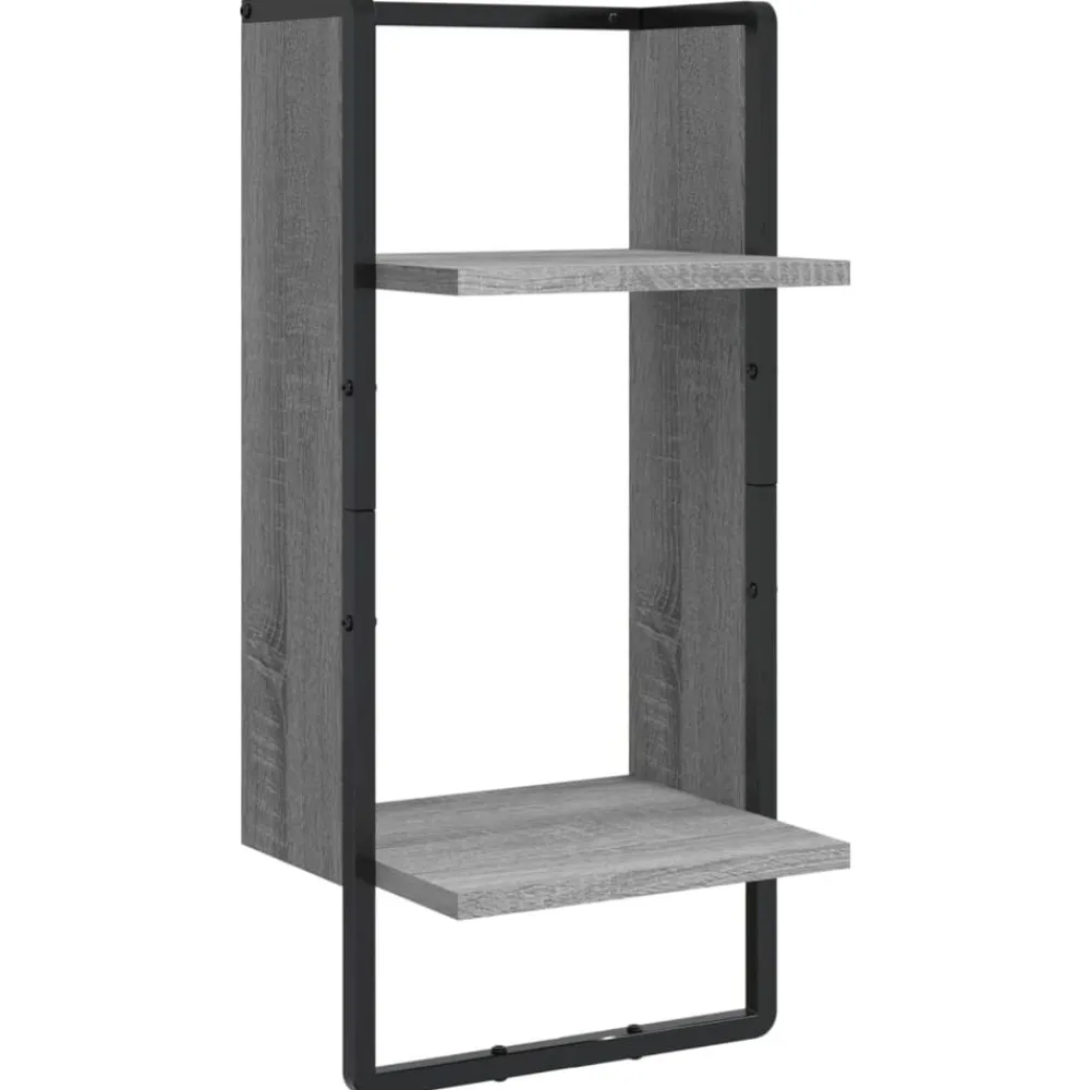 vidaXL Estantes pared con barras 4 pzas madera ingeniería Gris sonoma Outlet