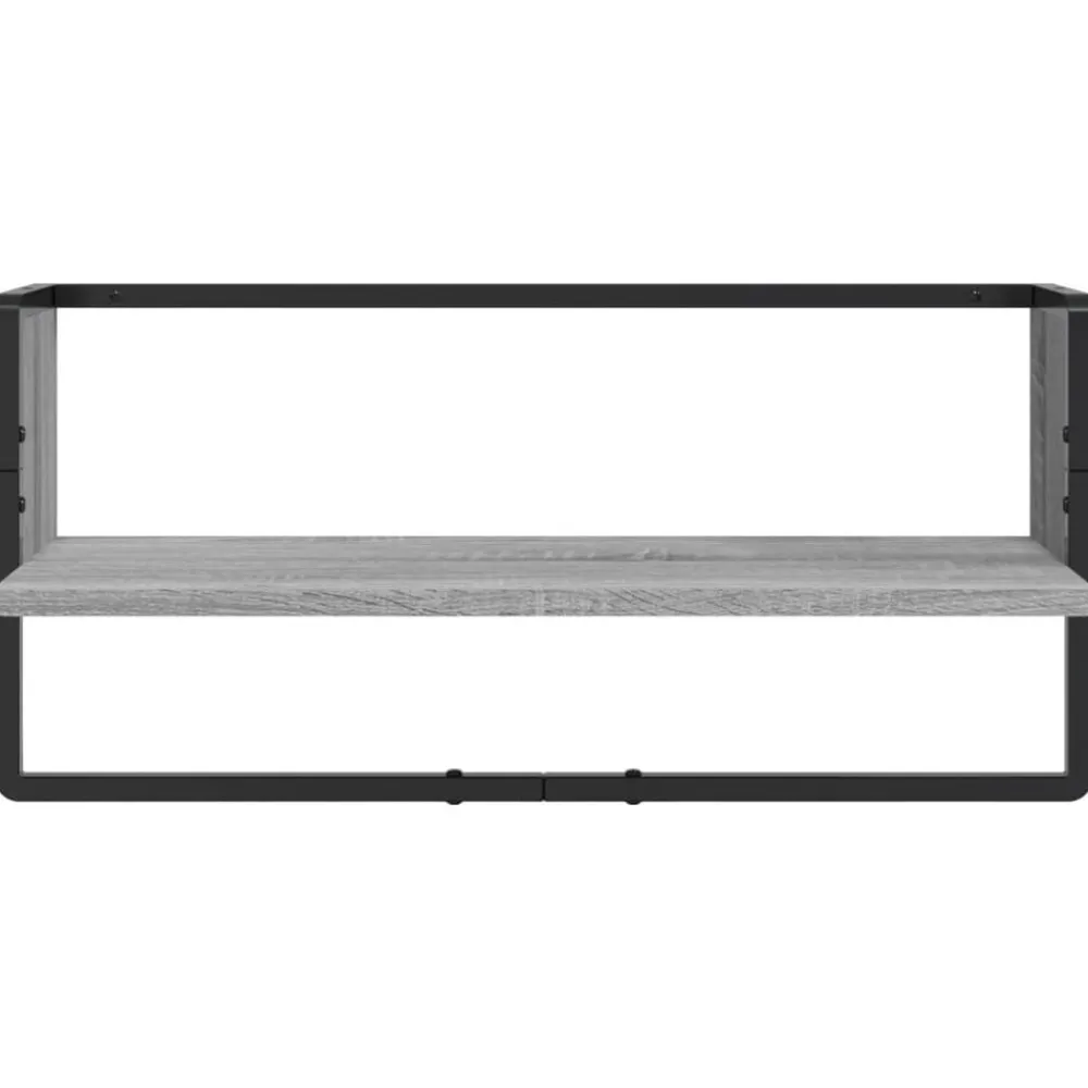 vidaXL Estantes pared con barras 4 pzas madera ingeniería Gris sonoma Outlet