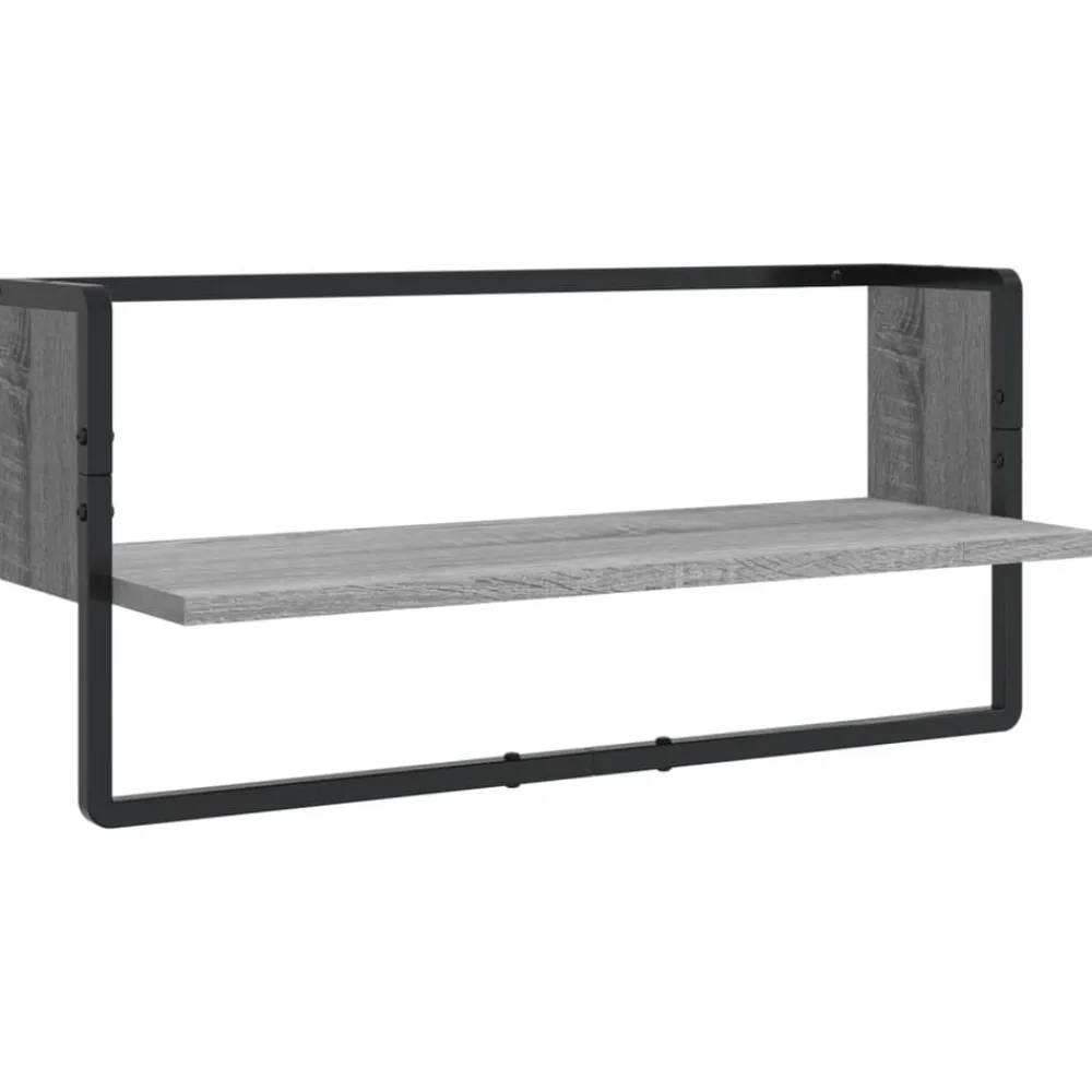 vidaXL Estantes pared con barras 4 pzas madera ingeniería Gris sonoma Outlet