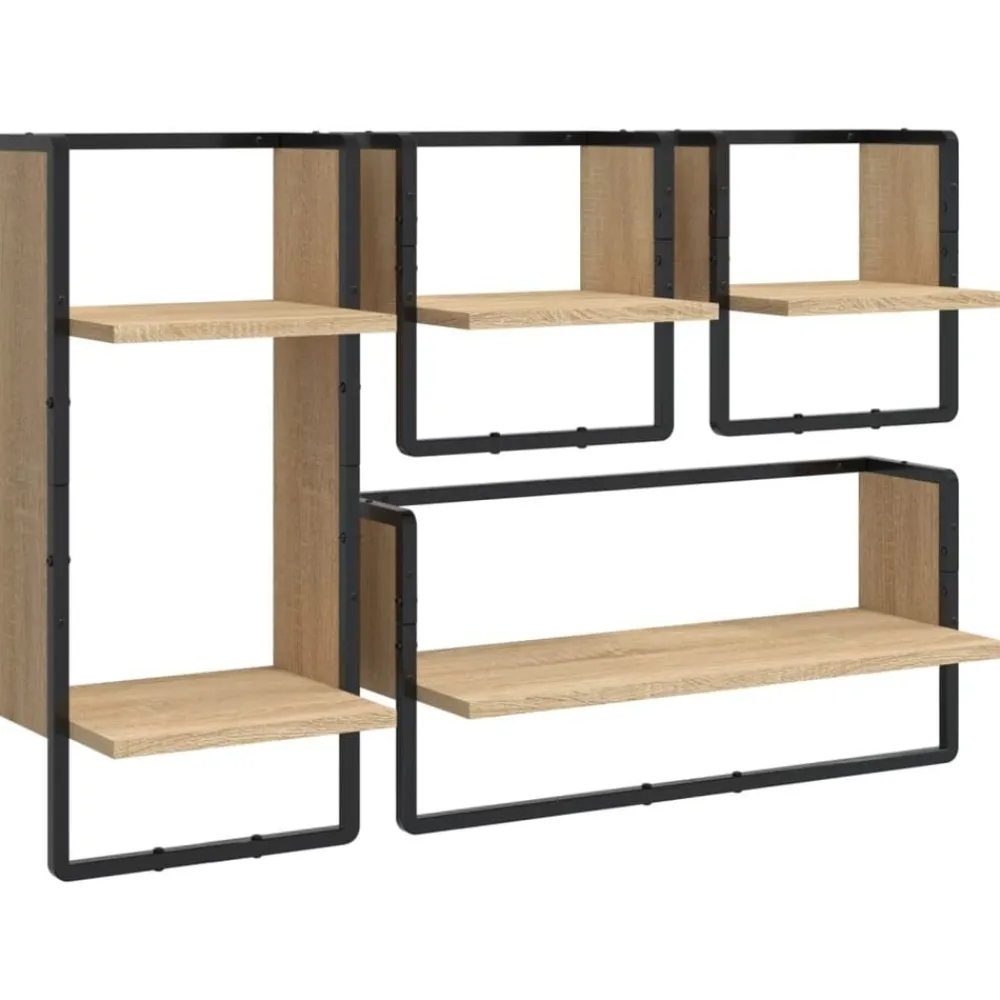 vidaXL Estantes pared con barras 4 pzas madera ingeniería Roble Sonoma Sale