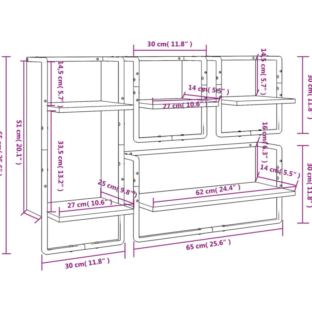 vidaXL Estantes pared con barras 4 pzas madera ingeniería Roble Sonoma Sale