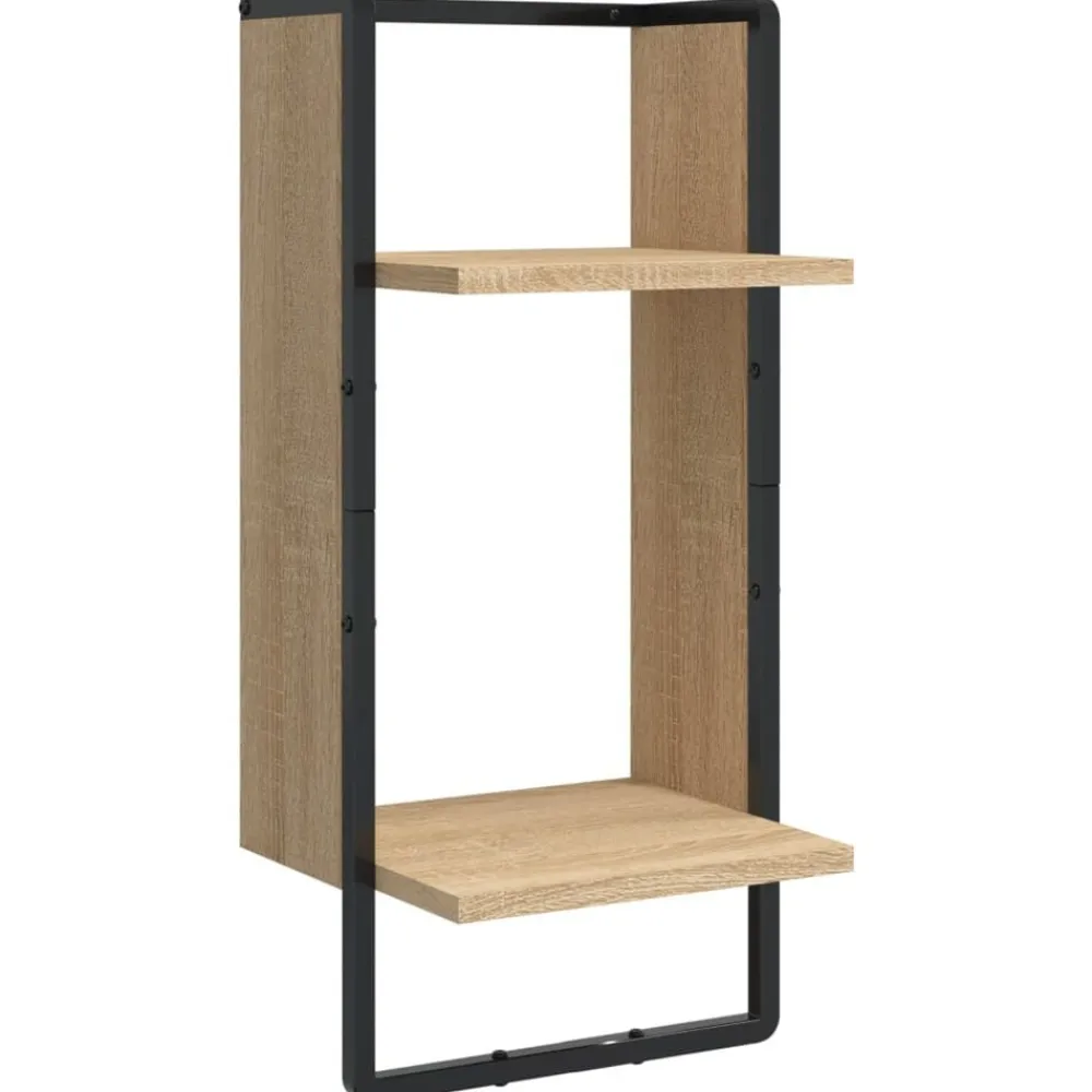 vidaXL Estanterías-Estantes pared con barras 6 pzas madera ingeniería