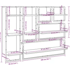 vidaXL Estanterías-Estantes pared con barras 6 pzas madera ingeniería