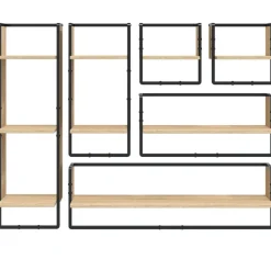 vidaXL Estanterías-Estantes pared con barras 6 pzas madera ingeniería