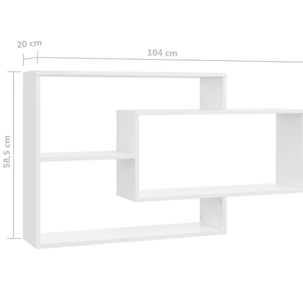 vidaXL Estantes pared madera contrachapada blanco brillo 104x20x58,5cm Blanco brillante Hot