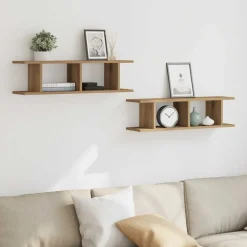 vidaXL Estantes pared 2uds madera ingeniería roble artisian 75x18x20cm Roble artisan Hot