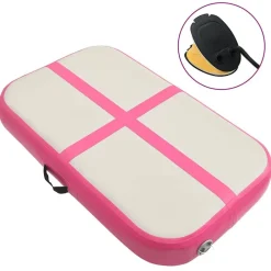 vidaXL Esterilla inflable de gimnasia con bomba PVC rosa 60x100x15 cm Gris y rosa Clearance