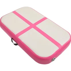vidaXL Esterilla inflable de gimnasia con bomba PVC rosa 60x100x15 cm Gris y rosa Clearance