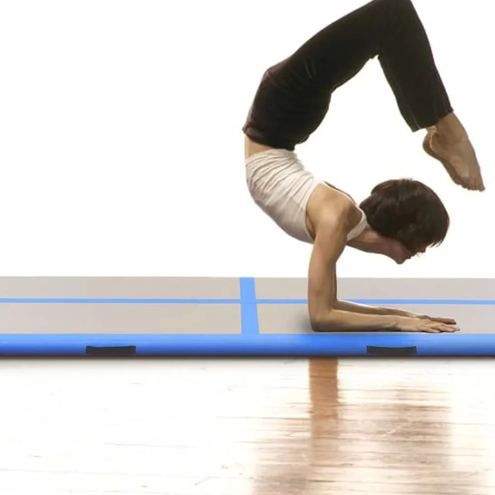 vidaXL Esterilla inflable de gimnasia con bomba 300x100x10 cm PVC Azul New