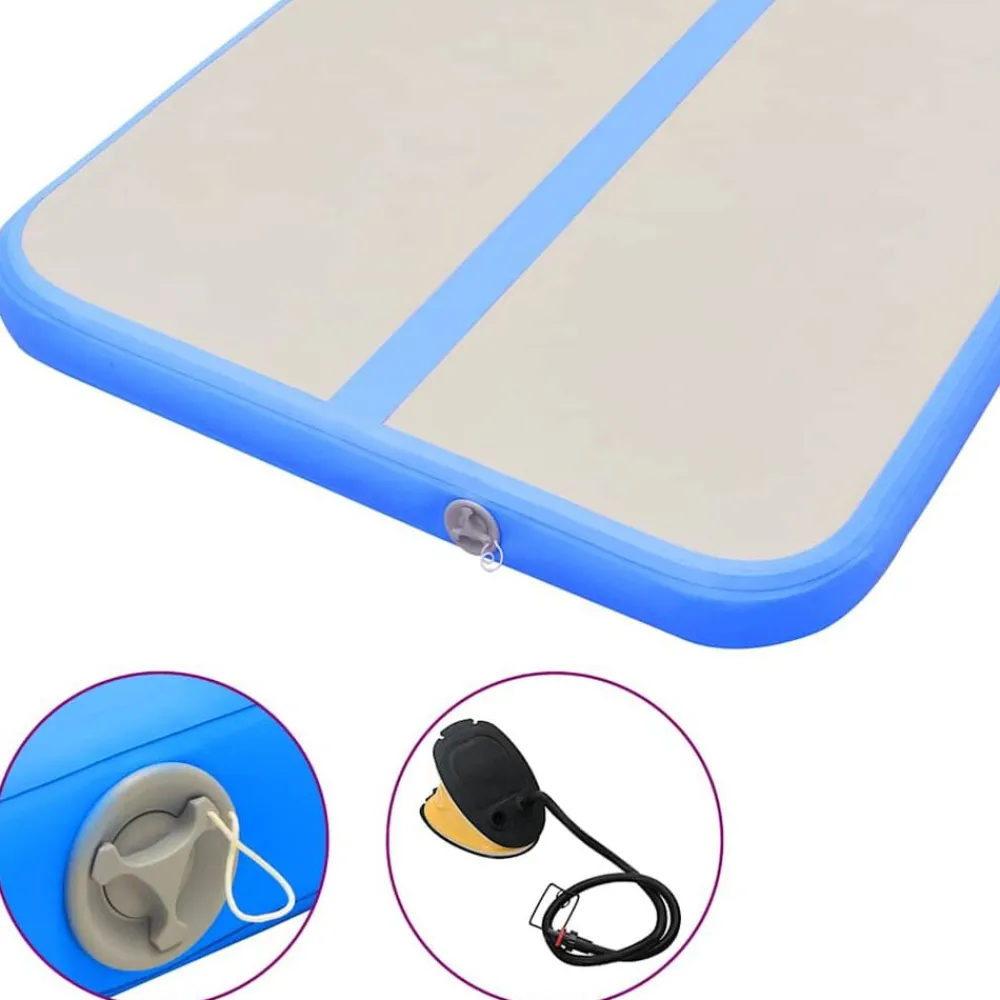 vidaXL Esterilla inflable de gimnasia con bomba 300x100x10 cm PVC Azul New