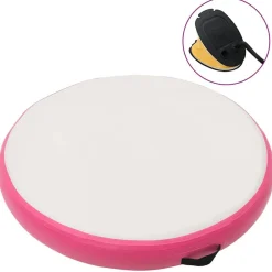 vidaXL Esterilla inflable de gimnasia y bomba PVC rosa 100x100x10 cm Rosa y gris Online