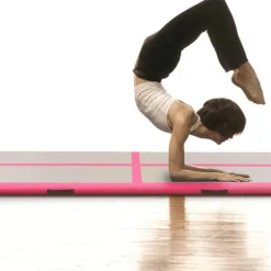 vidaXL Esterilla inflable de gimnasia con bomba 300x100x10 cm PVC Rosa Discount