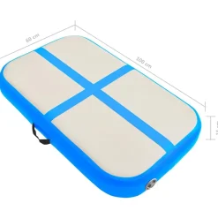 vidaXL Fitness Y Musculación-Esterilla inflable de gimnasia con bomba PVC azul 60x100x15 cm