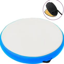 vidaXL Fitness Y Musculación-Esterilla inflable de gimnasia y bomba PVC azul 100x100x10 cm
