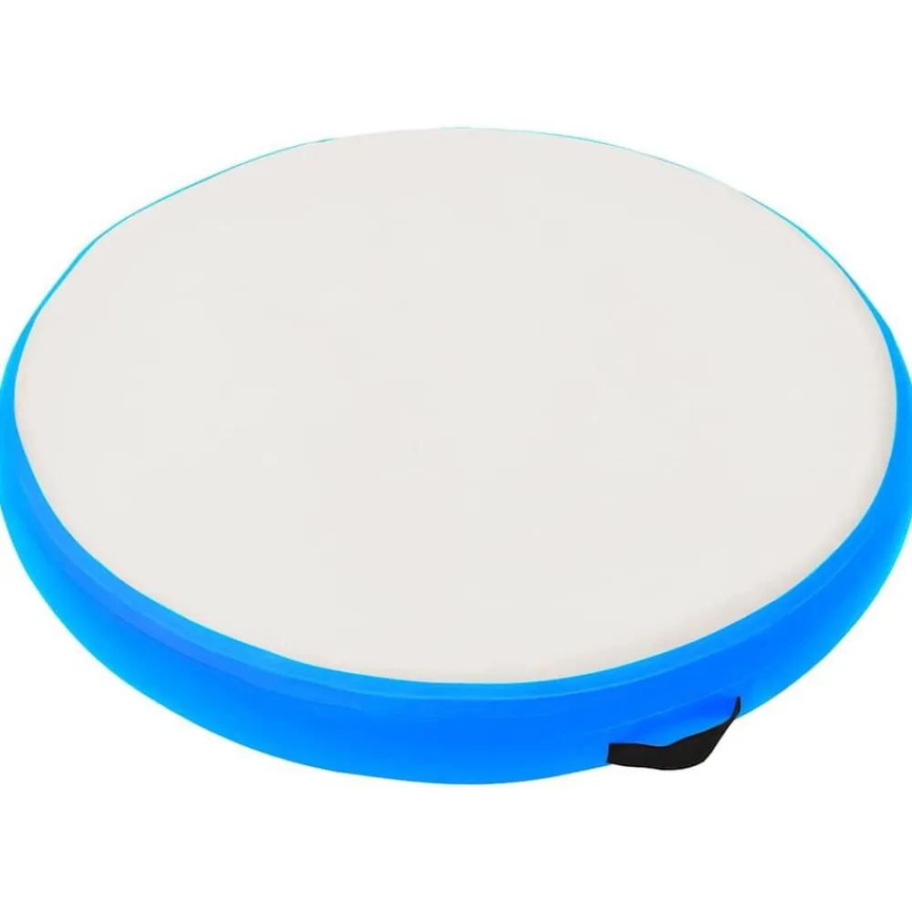 vidaXL Fitness Y Musculación-Esterilla inflable de gimnasia y bomba PVC azul 100x100x10 cm