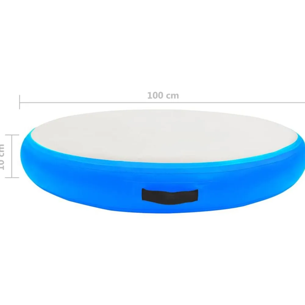vidaXL Fitness Y Musculación-Esterilla inflable de gimnasia y bomba PVC azul 100x100x10 cm