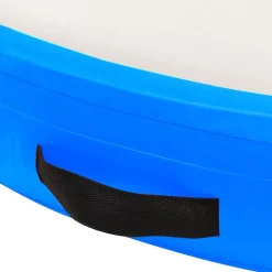 vidaXL Fitness Y Musculación-Esterilla inflable de gimnasia y bomba PVC azul 100x100x10 cm